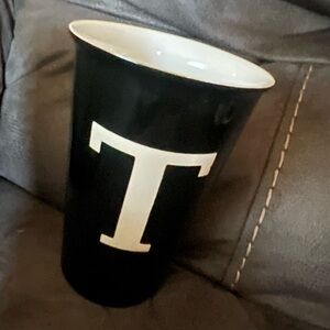 Black St. Nicholas Square  Tumbler with White Letter T